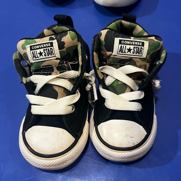 Infant Converse All Star BLACK/Green Camo Ankle Lace up Sneaker Shoes Size 6 - Picture 1 of 5